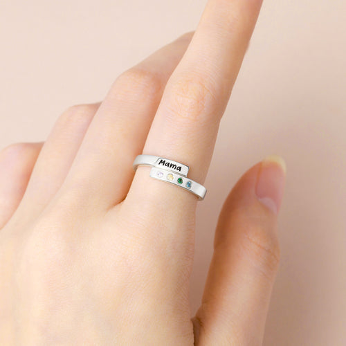 Mom Ring with Kids Birthstones, Birthstone Wrap Ring, Grandma Jewelry
