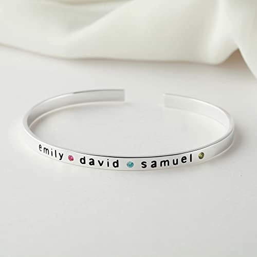 Mom Bracelet With Kids Names, Mother Birthstone Bracelet, Mom Jewelry