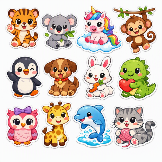 Kawaii Sticker Set - Cute Animals for Kids