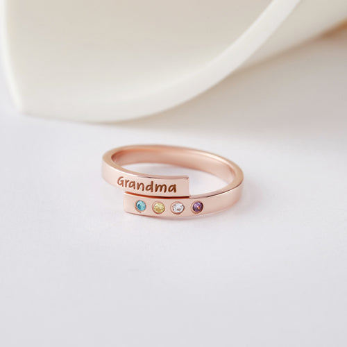Mom Ring with Kids Birthstones, Birthstone Wrap Ring, Grandma Jewelry