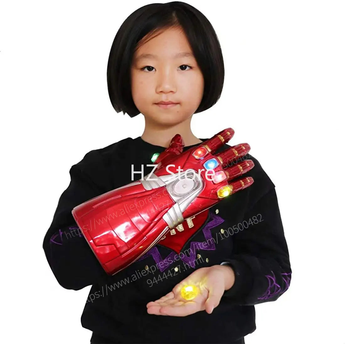Marvel Iron Man Glove with Removable/Non-Removable Gem Stones, Ironman Fist Cos, Infinity Gauntlet, Replica for Adults Kids Gift