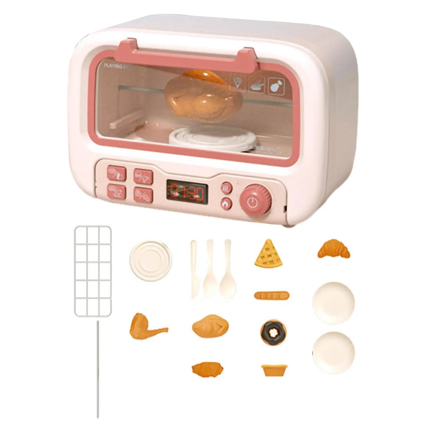 Kids Microwave Play Pretend Toys Realistic Toy Kitchen Appliances and Food Accessories for 3-8 Year Old Toddlers
