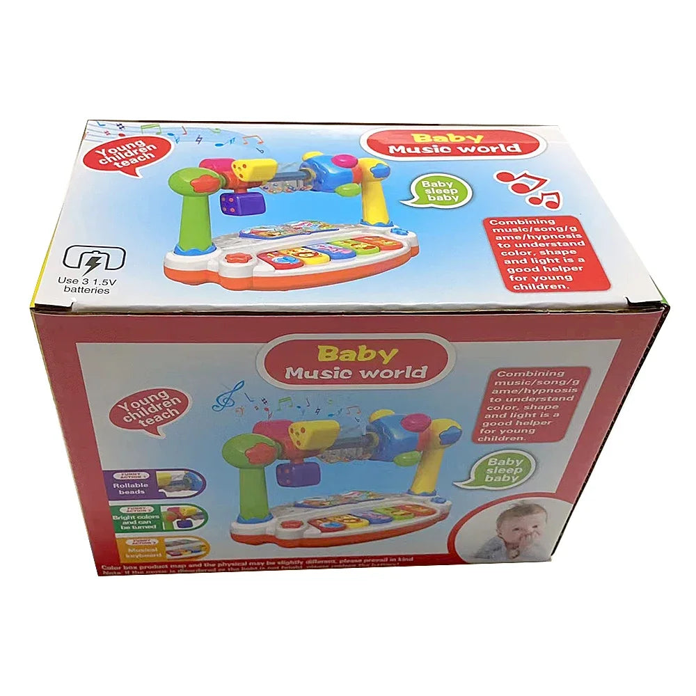 Kids Rotating Music Piano Keyboard with Light Sound Baby Piano Toys Musical Toys for Toddlers Early Educational Music Toy Gifts