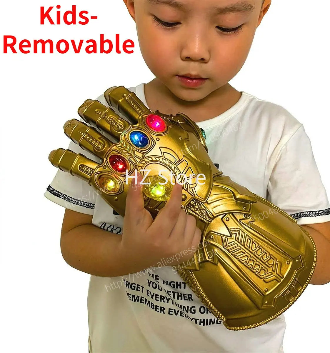 Marvel Iron Man Glove with Removable/Non-Removable Gem Stones, Ironman Fist Cos, Infinity Gauntlet, Replica for Adults Kids Gift