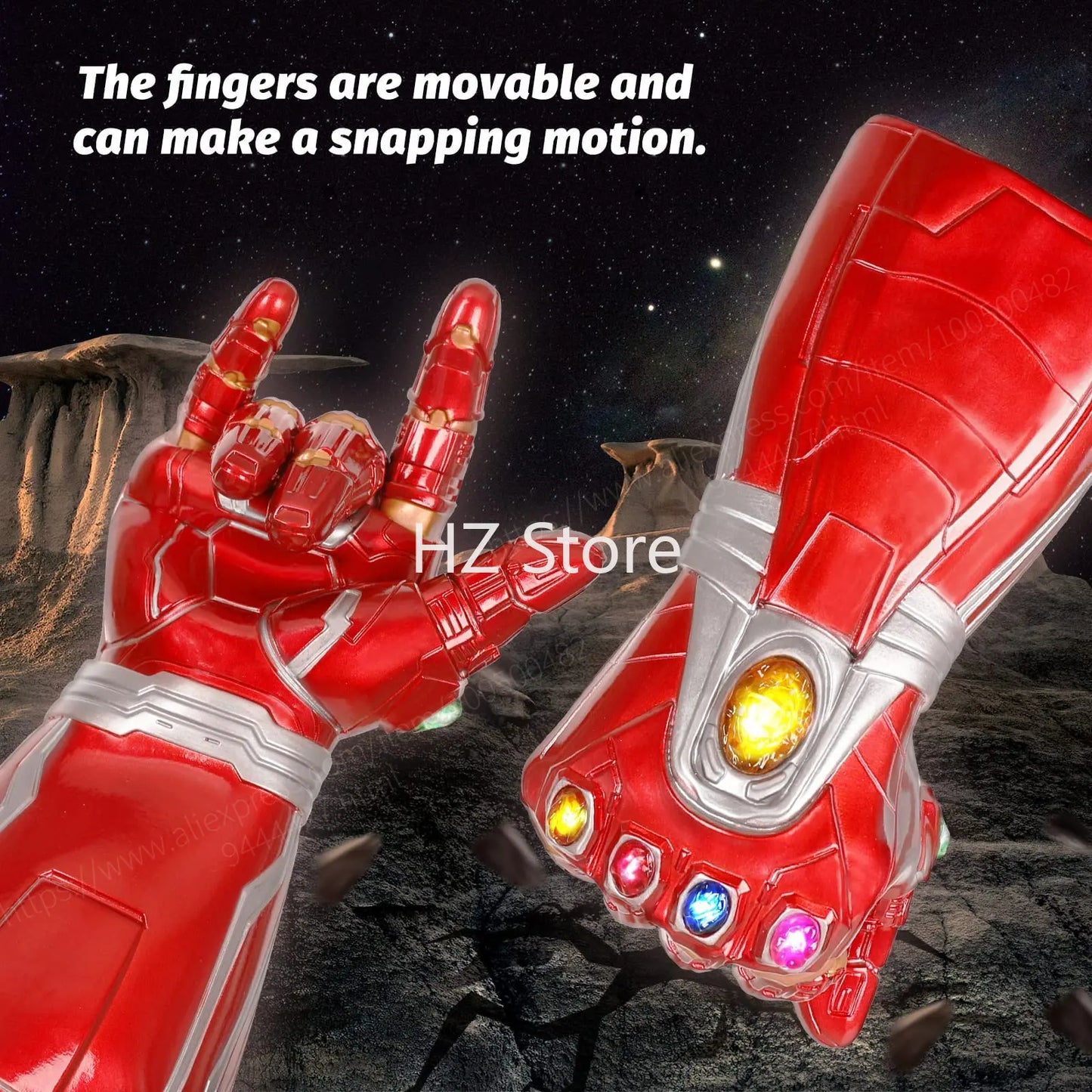 Marvel Iron Man Glove with Removable/Non-Removable Gem Stones, Ironman Fist Cos, Infinity Gauntlet, Replica for Adults Kids Gift