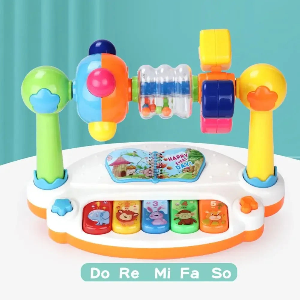 Kids Rotating Music Piano Keyboard with Light Sound Baby Piano Toys Musical Toys for Toddlers Early Educational Music Toy Gifts