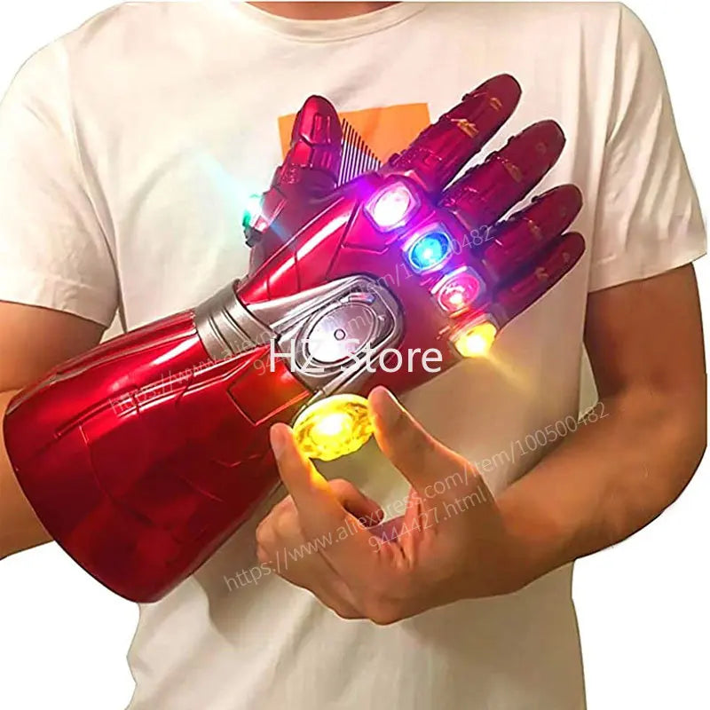 Marvel Iron Man Glove with Removable/Non-Removable Gem Stones, Ironman Fist Cos, Infinity Gauntlet, Replica for Adults Kids Gift