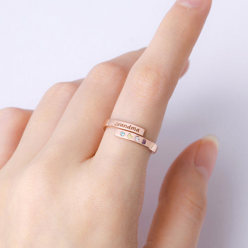 Mom Ring with Kids Birthstones, Birthstone Wrap Ring, Grandma Jewelry